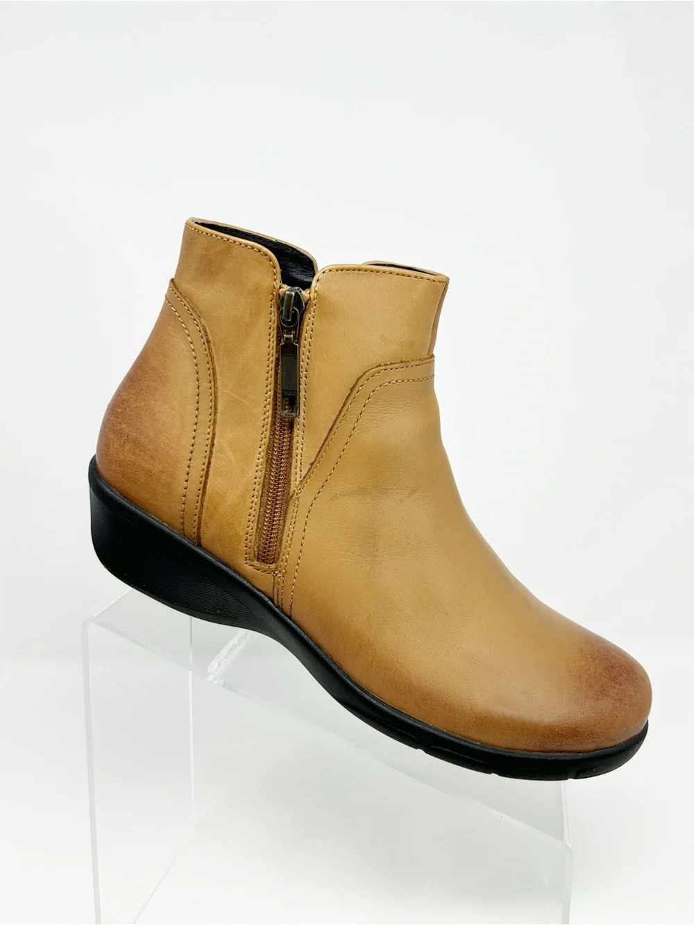 Propét Waverly Womens Ankle Booties Tan Double Zip Comfort Wedge Size 10
